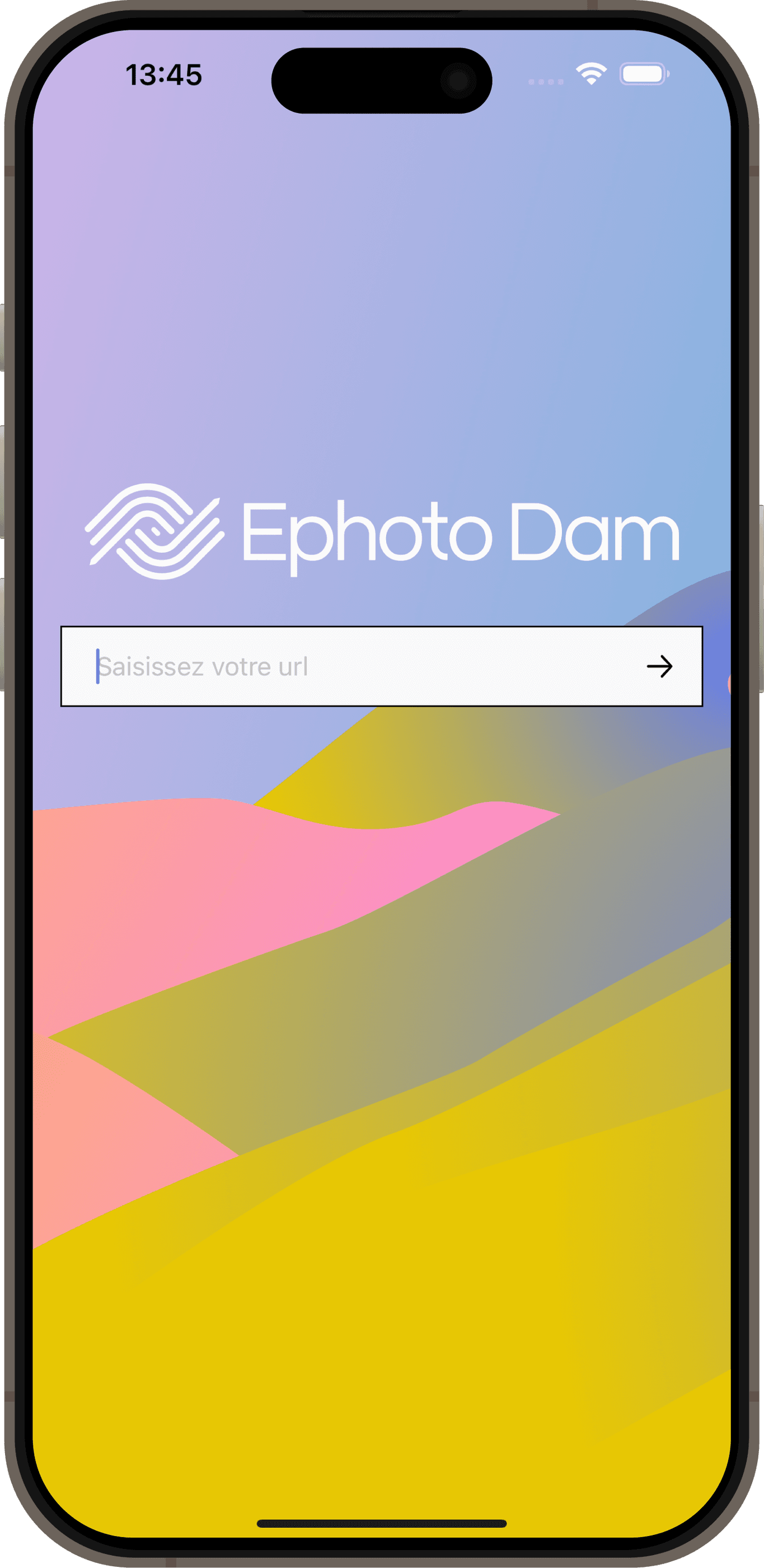 Ephoto Dam 移动应用程序的登录界面。