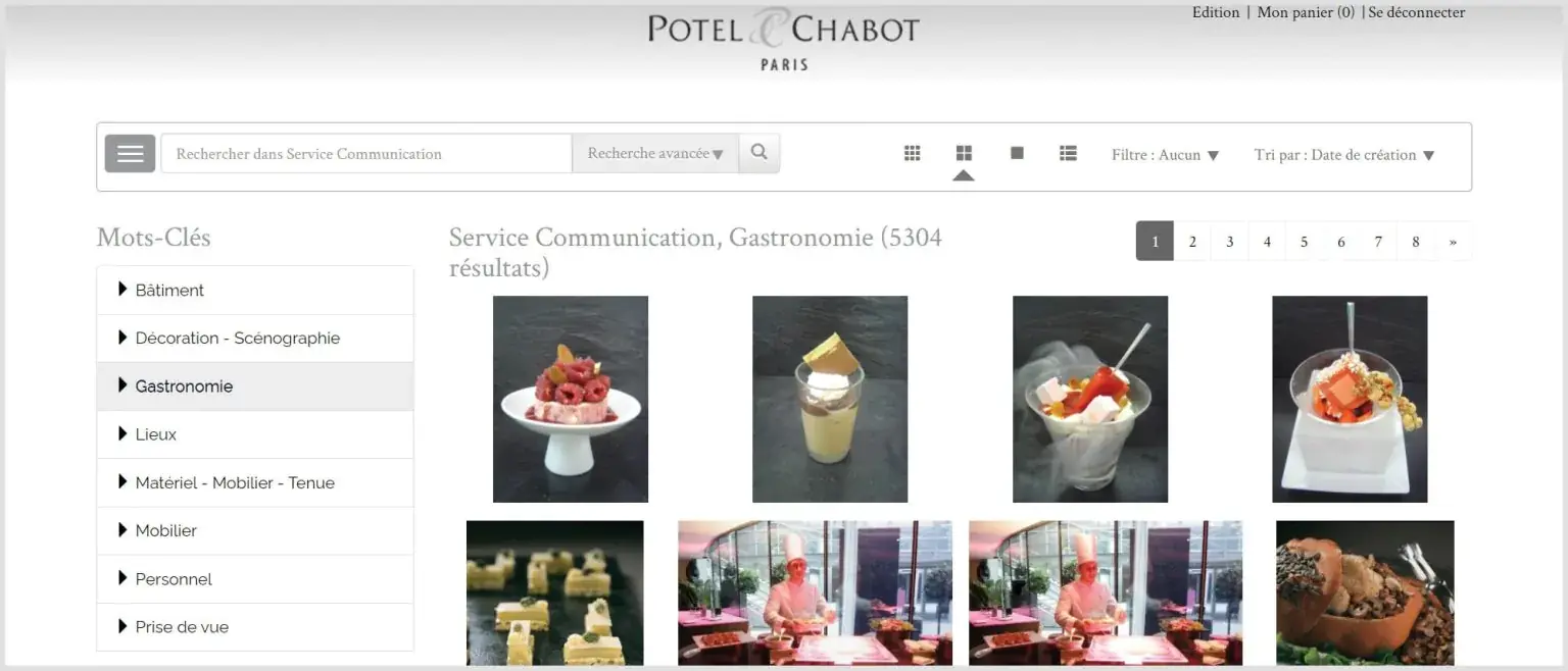 Potel et Chabot 的前台界面