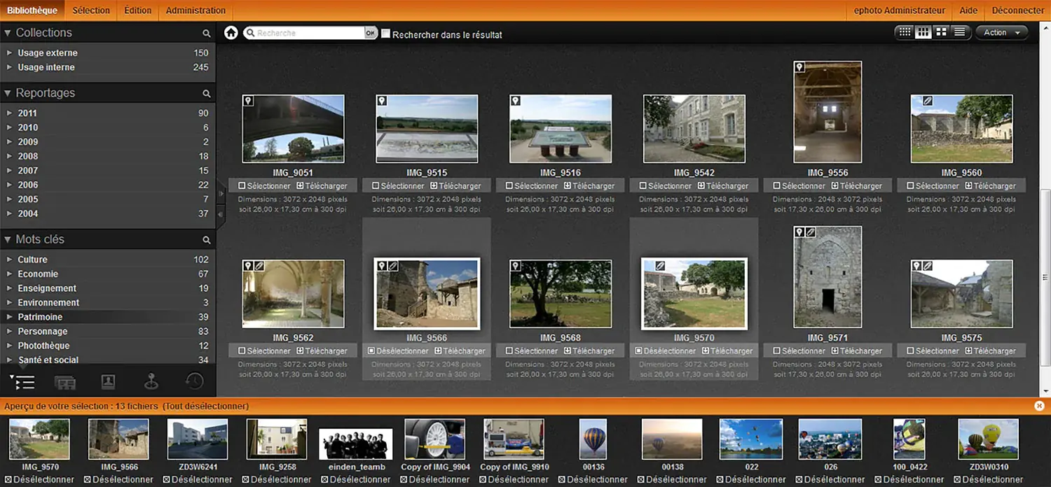 2011 年发布的 Ephoto Dam 软件第 3 版的后台界面，具有地理定位和面部识别等新功能。